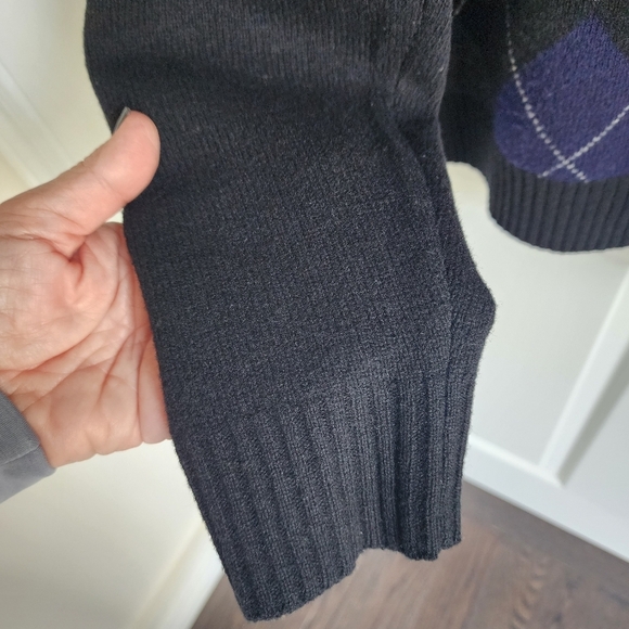 J. Crew Mens 1/4 zip Argyle/ Diamond Pattern 100% Lambswool Pullover Medium - Picture 6 of 9